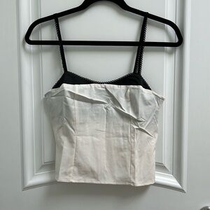 White corset lace trim top